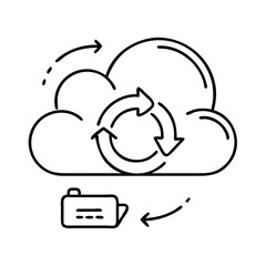 cloud backup icon, cloud backup line art - simple line art of cloud backup, perfect for cloud backup logos and icons