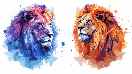 Lion head and lion head. Vector illustration of a lion head and lion head.