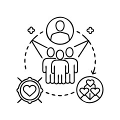 community impact icon, community impact line art - simple line art of community impact, perfect for community impact logos and icons