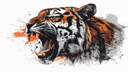tiger on the black background