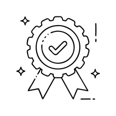 completion badge icon, completion badge line art - simple line art of completion badge, perfect for completion badge logos and icons