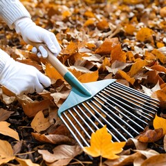 Obraz premium Autumn Leaf Raking