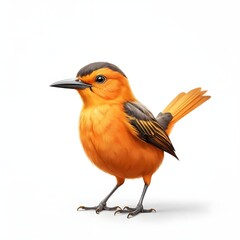Orange Bird on White Background