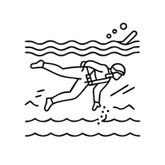 diving icon, diving line art - simple line art of diving, perfect for diving logos and icons