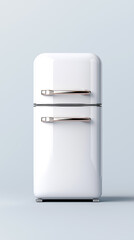 Retro style refrigerator with chrome handles in clean design