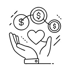 donation goal icon, donation goal line art - simple line art of donation goal, perfect for donation goal logos and icons