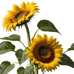 Two Sunflowers on White Background