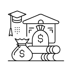 education loan icon, education loan line art - simple line art of education loan, perfect for education loan logos and icons