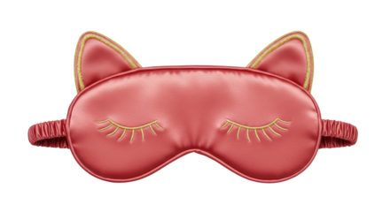 Isolated Silk Sleep Mask with Cat Ears