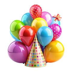 Colorful Balloons and Party Hat for a Festive Celebration