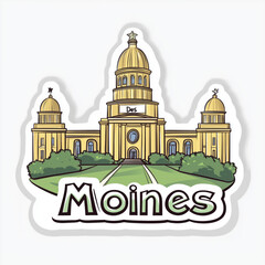Fototapeta premium Iowa State Capitol sticker in Des Moines under a clear sky