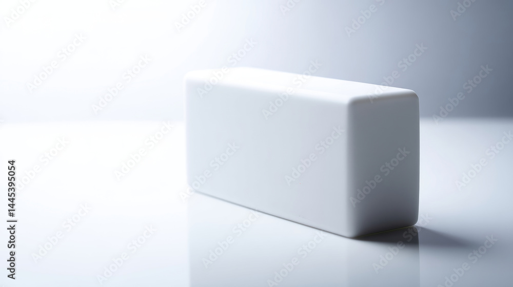 Poster white rectangular object against light gray background