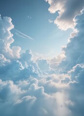 Dreamy light blue abstract background with soft, blurred clouds ,  graphic,  romantic