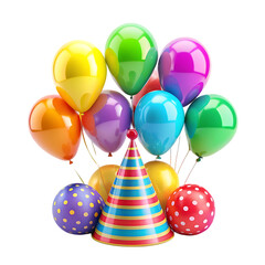 Colorful Balloons and Party Hat: Festive Birthday Background