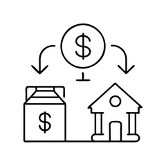 equity loan icon, equity loan line art - simple line art of equity loan, perfect for equity loan logos and icons