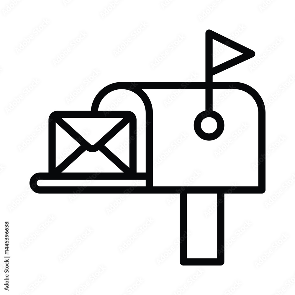 Poster mailbox vector outline icon. eps10 file