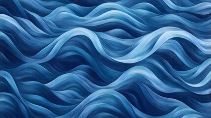 Blue ocean wave pattern minimalist oil