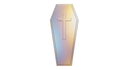 Isolated Golden Coffin with Cross