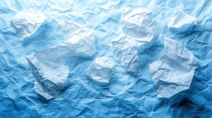 Obraz premium Abstract crumpled paper with varying shades of blue and white creating a textured background perfect for design projects and creative concepts