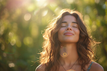 A woman experiences the blissful effects of a distance energy healing treatment, as she connects with her higher self through a guided meditation, leading to a profound spiritual awakening   