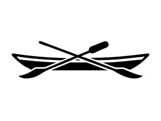 Rowboat with Crossed Oars Silhouette Icon  Water Vessel
