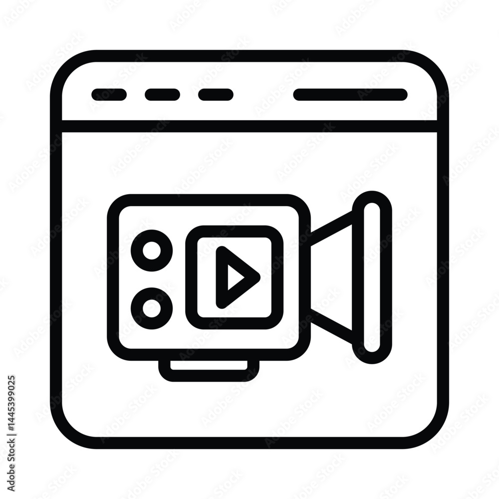 Poster web video vector outline icon. eps10 file