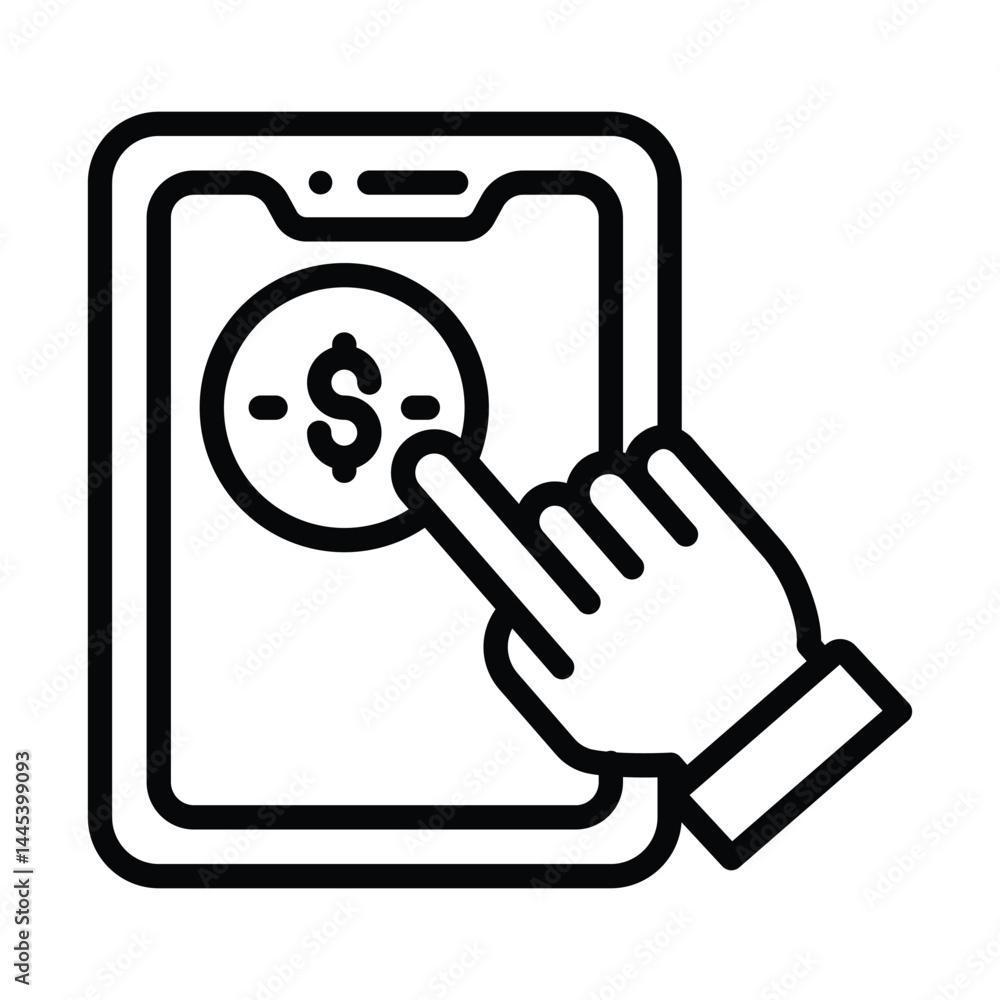 Poster pay per click vector outline icon. eps10 file