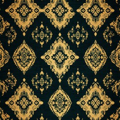 Ornate Vintage Pattern with Intricate Gold and Dark Green Design