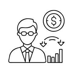 financial planner icon, financial planner line art - simple line art of financial planner, perfect for financial planner logos and icons