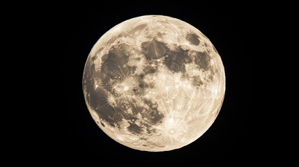 Obraz premium Bright full moon with detailed surface craters in dark night sky