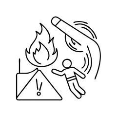 fire safety icon, fire safety line art - simple line art of fire safety, perfect for fire safety logos and icons