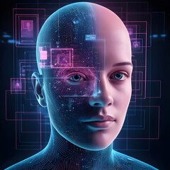Obraz premium AI Face Scan, Digital Identity, Biometric Technology