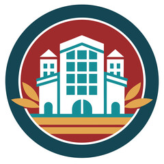 Obraz premium Modern Architecture Logo Real Estate, University, or Government Building Icon.