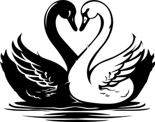 Black and white swan vector illustration