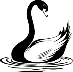Black and white swan vector illustration
