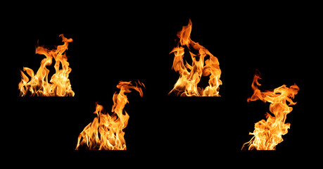 Black background fire, flames with torches and textures with splitting power effect, can grill red,...