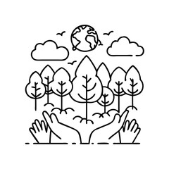 forest conservation icon, forest conservation line art - simple line art of forest conservation, perfect for forest conservation logos and icons