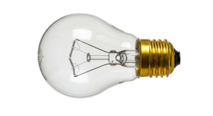 Isolated Clear Glass Light Bulb with Filament