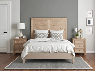Fototapeta premium Stylish bed frame with starry headboard