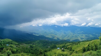 Fototapeta premium Georgia's Caucasus: Summer day, rapid weather.
