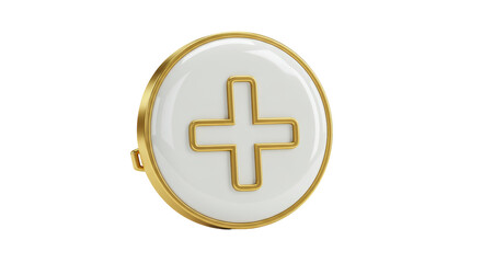Isolated Golden Framed Medical Cross Icon