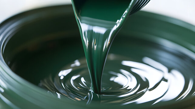 Close engine oil being poured from green plas