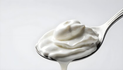 Creamy Yogurt on a Spoon