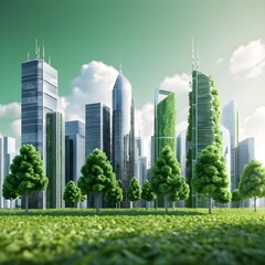 Fototapeta premium Eco-Friendly Cityscape Green Urban Future