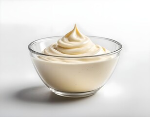 Creamy Mayonnaise in Glass Bowl
