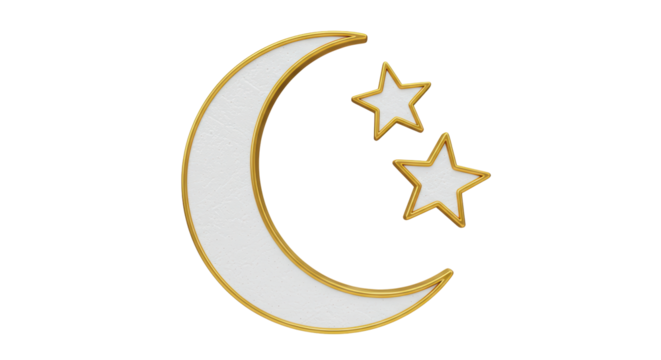 Isolated Moon and Stars Gold Trim