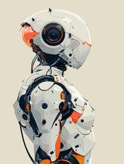 Vector illustration of robot. Futuristic cyborg. Artificial intelligence.