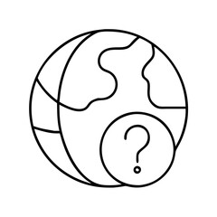 globe with question mark icon, globe with question mark line art - simple line art of globe with question mark, perfect for globe with question mark logos and icons