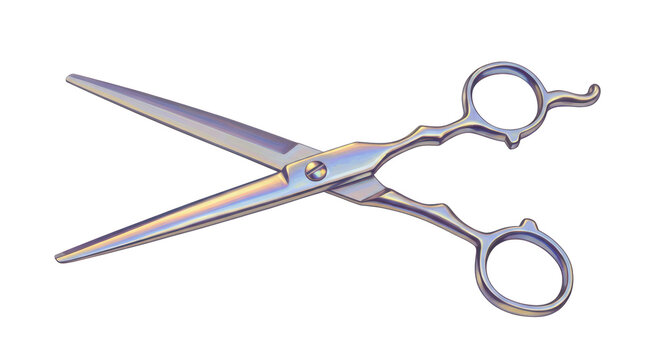 Isolated Metallic Hair Cutting Scissors Open