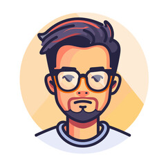 Hipster man with beard and glasses. Vector illustration in flat style